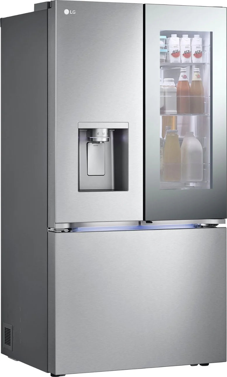 LG - Counter-Depth MAX 25.5 Cu. Ft. French Door Smart Refrigerator with Mirror InstaView - Stainless Steel