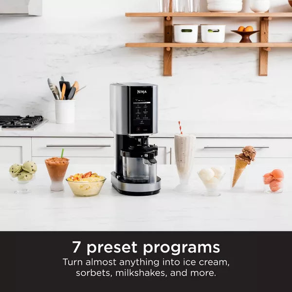 Ninja 0.5qt CREAMi Stainless Steel Ice Cream, Gelato and Sorbet Maker, 7 One-Touch Programs NC301: Soft Serve, 800W, Dishwasher-Safe